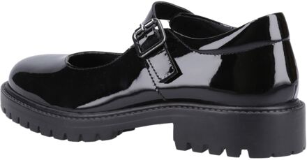 Hush Puppies Aurora Patent Senior Meisjes Zwart Leren Schoenen