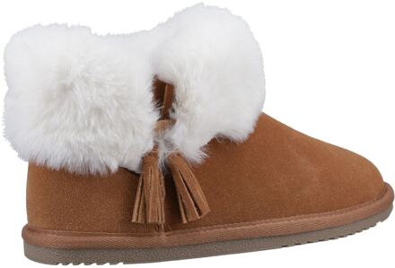 Hush Puppies Ayana Suède en imitatiebont pantoffels voor dames in Tan Bruin - EU 42 / UK 8