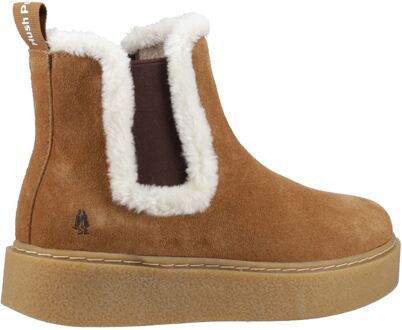 Hush Puppies Bella Dames Suède Tan Platte Chelsea Boots Bruin