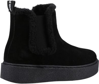 Hush Puppies Bella Suede Dames Zwarte Platte Chelsea Laarzen