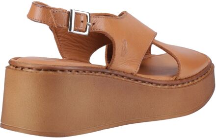 Hush Puppies Bex Wedge Nubuck Dames Tan Wedges Bruin