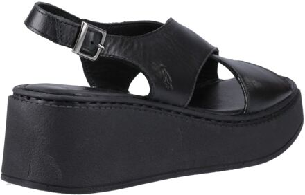 Hush Puppies Bex Wedge Nubuck Dames Zwarte Wedge Sandalen - EU 38 / UK 5