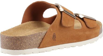 Hush Puppies Brixley Muil Suède Dames Tan Standaard Sandalen Bruin
