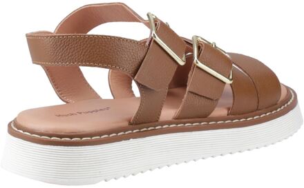 Hush Puppies Cady Leren Dames Tan Sandalen Bruin