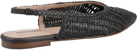 Hush Puppies Dalia Geweven Leer Dames Zwarte Ballerina's - maat