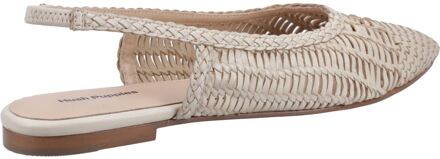 Hush Puppies Dalia Woven Dames Crèmekleurige Leren Platte Schoenen Wit - EU 38 / UK 5