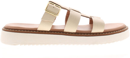 Hush Puppies Dames Sandalen Celeste Slip-On Gladiator Leer Gesp Beige - EU 39/ UK 6