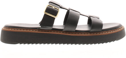 Hush Puppies Dames Sandalen Celeste Slip-On Gladiator Leer Gesp Zwart - EU 37 / UK 4