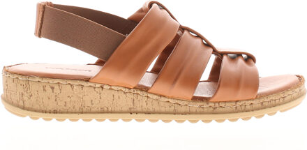 Hush Puppies Dames Sandalen Eden Leer Elastisch Tan Bruin - EU 39/ UK 6