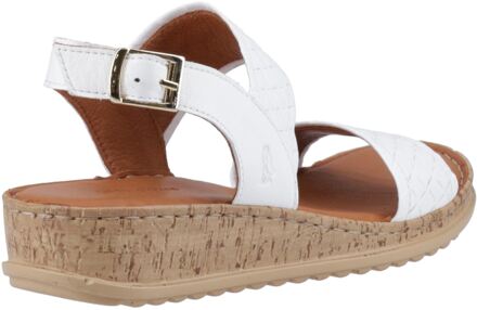 Hush Puppies Ebony Brede Pasvorm Leren Dames Witte Sandalen - maat