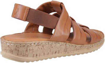 Hush Puppies Eden Brede Pasvorm Lederen Dames Tan Sandalen Bruin