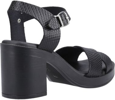 Hush Puppies Georgia Dames Leren Zwart/Slang Sandalen