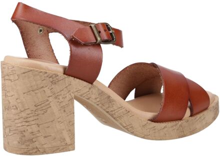 Hush Puppies Georgia Kurk Leer Dames Tan Sandalen Bruin - EU 37 / UK 4