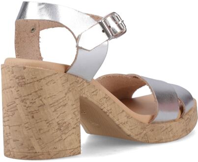 Hush Puppies Georgia Kurk Leer Dames Zilveren Sandalen - EU 38 / UK 5