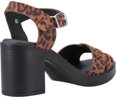 Hush Puppies Georgia Leren Sandalen Met Luipaardprint Voor Dames Bruin - EU 38 / UK 5