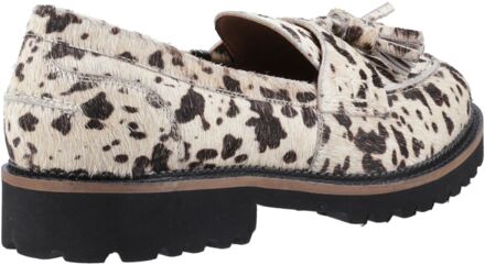 Hush Puppies Ginny Suède Damesloafers met dierenmotief Crème