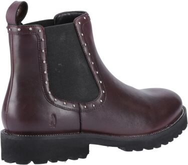 Hush Puppies Gwyneth Leren Dames Platte Chelsea Laarzen In Prune Kleur Rood - EU 37 / UK 4