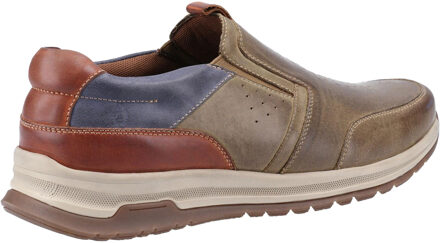 Hush Puppies Heren Cole lederen vrijetijdsschoenen (Khaki/Navy/Tan) Kaki
