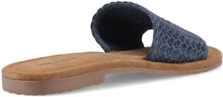 Hush Puppies Hetty Slide Leren Dames Sandalen in Navy Met Brede Pasvorm - EU 38 / UK 5