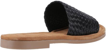 Hush Puppies Hetty Slide Leren Dames Zwarte Sandalen - EU 39/ UK 6