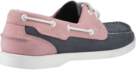 Hush Puppies Isabel Leren Dames Bootsschoenen Navy/Roze - EU 39/ UK 6
