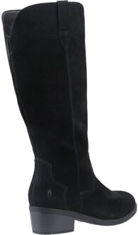 Hush Puppies Isabella Dames Suède Zwarte Kniehoge Laarzen Met Hak
