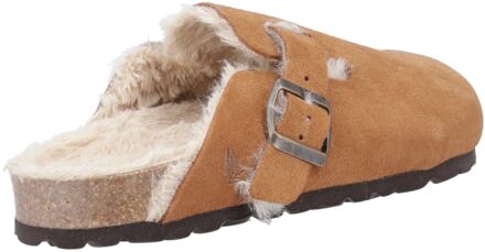 Hush Puppies Jade Leren Damesslippers Tan Bruin