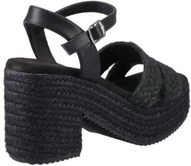 Hush Puppies Jamelia Espadrille Hak Textiel Dames Zwarte Sandalen
