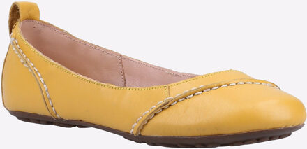 Hush Puppies Janessa Leren Damesgele Ballerina's Geel