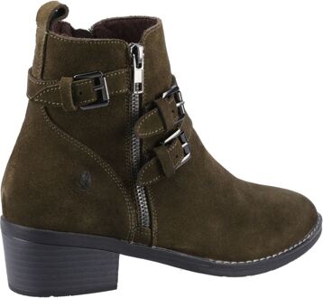 Hush Puppies Jenna Leren Dames Laarzen Khaki Kaki - EU 37 / UK 4
