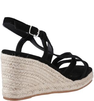 Hush Puppies Jenny Espadrille Wedge Suède Dames Zwarte Wedges - maat