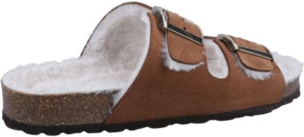 Hush Puppies Jessie Leren Vrouwen Slippers Tan Bruin