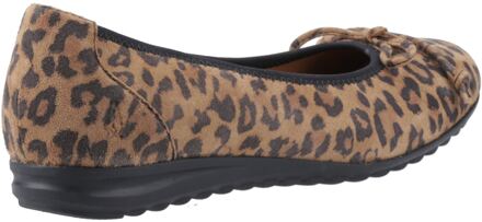 Hush Puppies Lucille Dames Leren Luipaard Flats - maat Bruin