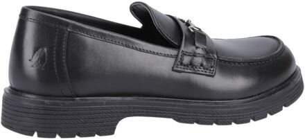 Hush Puppies Lydia Senior Meisjes Zwarte Leren Mocassins - maat