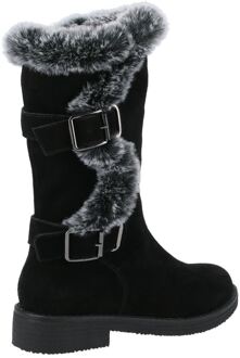 Hush Puppies Megan Breed Suède Dameslaarzen Zwart