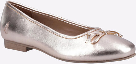 Hush Puppies Naomi Leren Dames Rose Gouden Platte Schoenen Roze