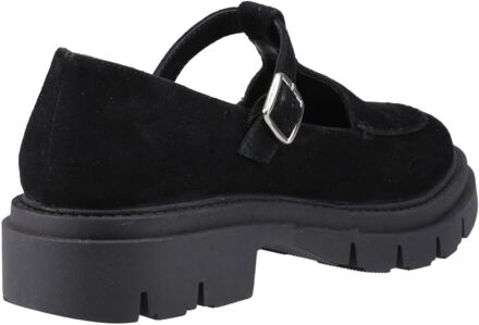 Hush Puppies Nella T-Bar Suède Dames Zwarte Schoenen