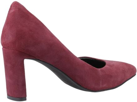 Hush Puppies Olivia Dames Suède Bordeaux Ronde Pumps Rood