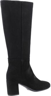 Hush Puppies Oprah Dames Suède Zwarte Kniehoge Laarzen Met Hak - EU 37 / UK 4