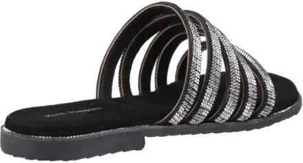 Hush Puppies Paris Slide Suède Dames Zwarte/Zilveren Sandalen - EU 36 / UK 3