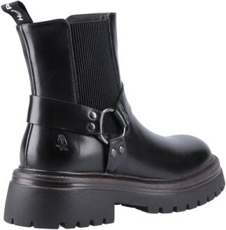 Hush Puppies Raye Leren Dames Zwarte Leren Plat Chelsea Boots