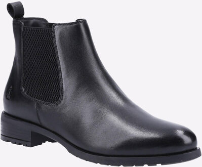 Hush Puppies Sammie Leren Dames Zwarte Platte Chelsea Laarzen