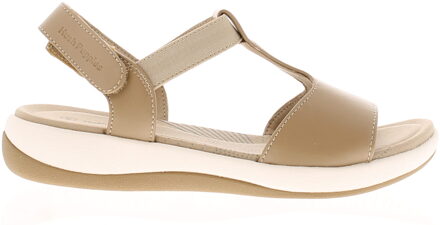 Hush Puppies sylvie dames leren en elastische wedge sandalen taupe - maat Beige