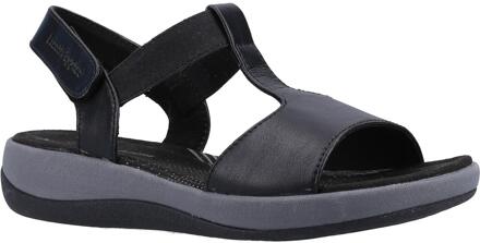 Hush Puppies sylvie dames leren en elastische wedge sandalen zwart - maat