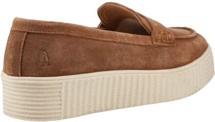 Hush Puppies Tamara Suède Dames Tan Loafers Bruin