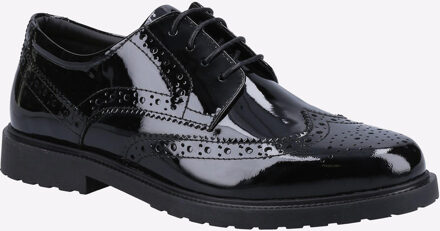 Hush Puppies Verity Leren Damesschoenen Met Lakleren Zwarte Brogues. - EU 40.5 / UK 7