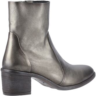 Hush Puppies Winona Leren Dames Pewter Laarzen Metallic - EU 38 / UK 5