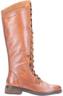 Hush Puppies Womens Rudy Zip Up Leather Lace Up Lange Laarzen Bruin