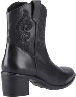 Hush Puppies Wynn Leren Zwarte Enkellaarzen Met Hak Voor Dames - maat