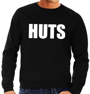 HUTS tekst sweater zwart voor heren XL